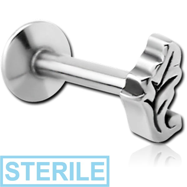 STERILE SURGICAL STEEL INTERNALLY THREADED MICRO LABRET - LEAF