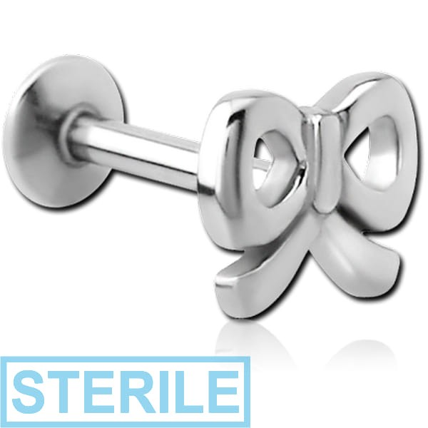 STERILE SURGICAL STEEL INTERNALLY THREADED MICRO LABRET - BOW TIE