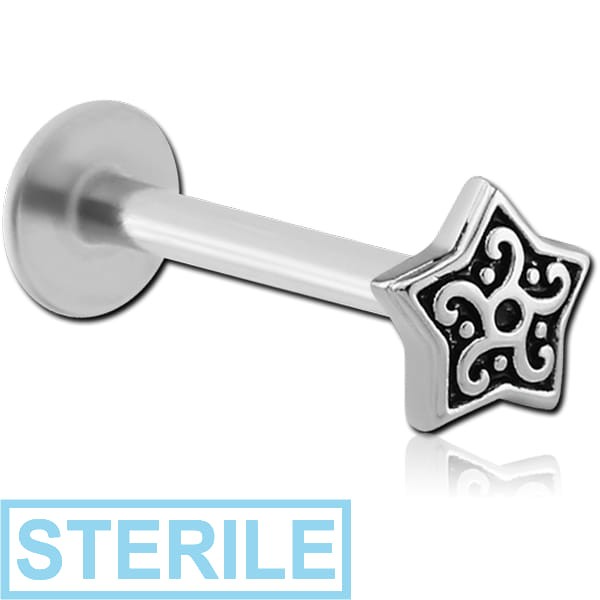 STERILE SURGICAL STEEL INTERNALLY THREADED MICRO LABRET - STAR