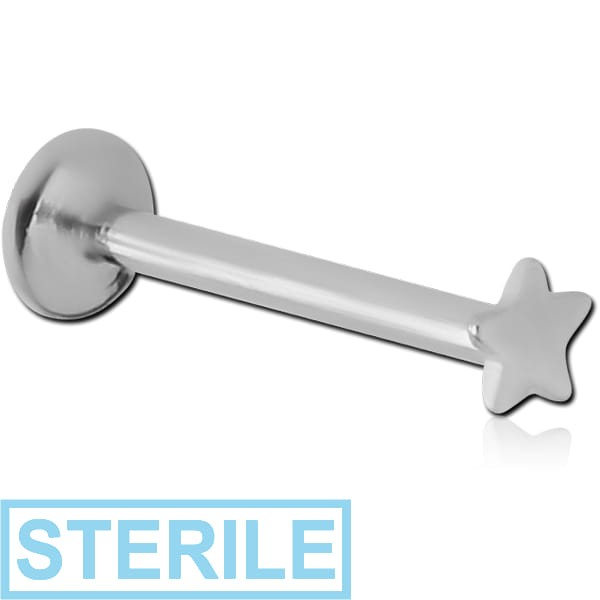 STERILE SURGICAL STEEL INTERNALLY THREADED MICRO LABRET WITH STAR