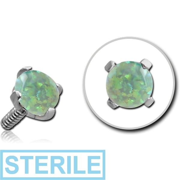 STERILE SURGICAL STEEL ROUND PRONG SET SYNTHETIC OPAL FOR 1.2MM INTERNALLY THREADED PINS