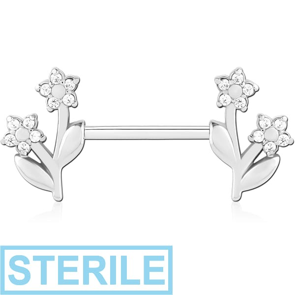 STERILE SURGICAL STEEL NIPPLE PIERCING INTERNAL THREADED BAR