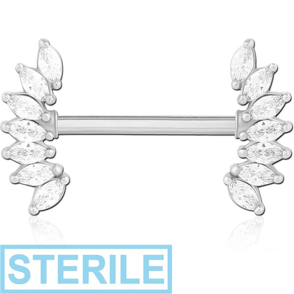STERILE SURGICAL STEEL NIPPLE PIERCING INTERNAL THREADED BAR