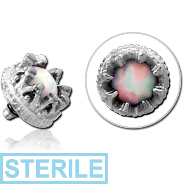 STERILE SURGICAL STEEL SYNTHETIC OPAL JEWELLED MICRO ATTACHMENT FOR 1.2MM INTERNALLY THREADED PINS - CROWN