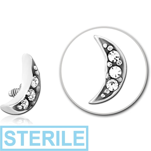 STERILE SURGICAL STEEL JEWELLED MICRO ATTACHMENT FOR 1.2MM INTERNALLY THREADED PINS - CRESCENT 3 GEMS
