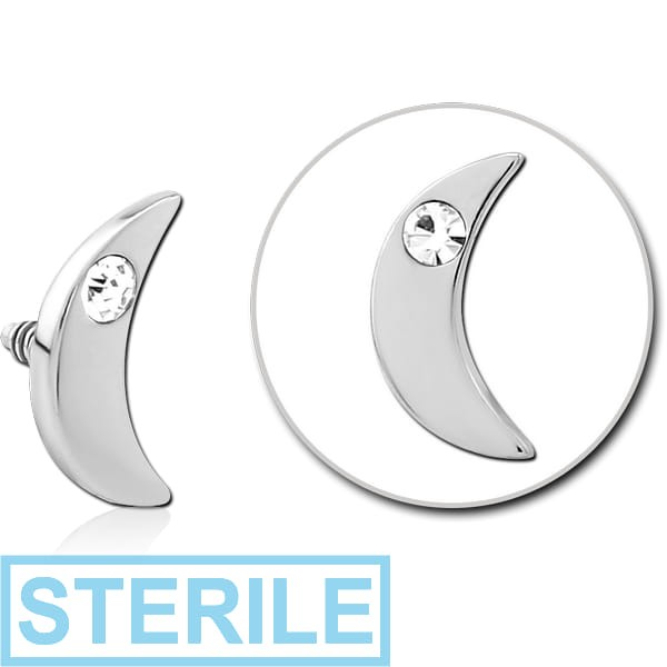 STERILE SURGICAL STEEL JEWELLED MICRO ATTACHMENT FOR 1.2MM INTERNALLY THREADED PINS - CRESCENT SINGLE GEM