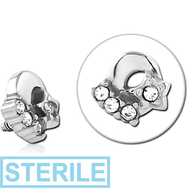 STERILE SURGICAL STEEL JEWELLED MICRO ATTACHMENT FOR 1.2MM INTERNALLY THREADED PINS - PLAIN MOON AND STARS