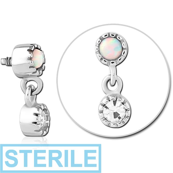 STERILE SURGICAL STEEL SYNTHETIC OPAL JEWELLED MICRO ATTACHMENT FOR 1.2MM INTERNALLY THREADED PINS