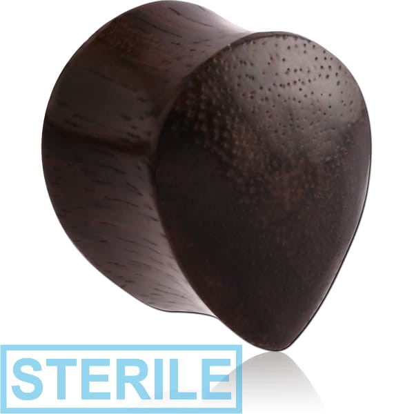 STERILE ORGANIC WOODEN PLUG BLACK ROSE WOOD-SONO DOUBLE FLARED TEAR DROP