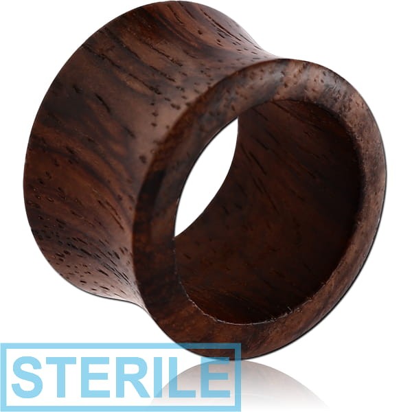 STERILE ORGANIC WOODEN TUNNEL DOUBLE FLARED - BLACK ROSE WOOD