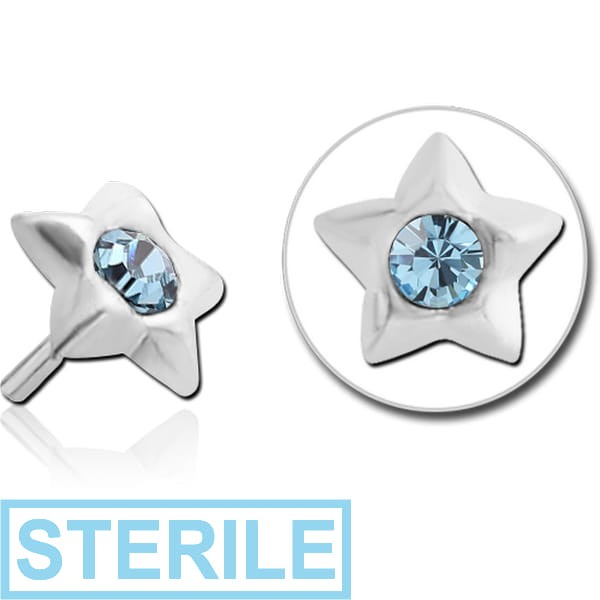 STERILE STERLING SILVER 925 JEWELLED STAR ATTACHMENT FOR BIOFLEX NOSE STUDS