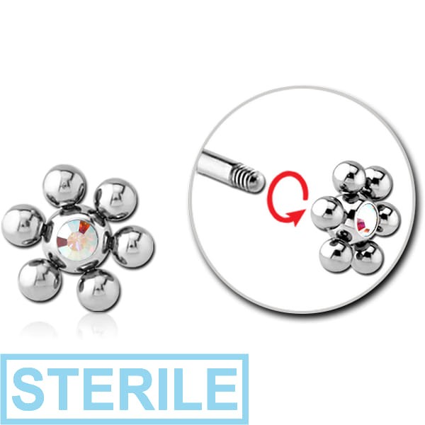 STERILE SURGICAL STEEL HIGH END CRYSTAL JEWELLED FLOWER BALL