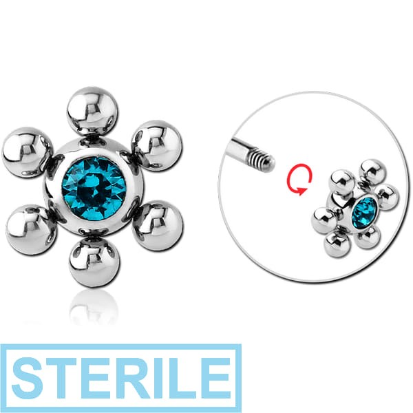 STERILE SURGICAL STEEL HIGH END CRYSTAL JEWELLED FLOWER BALL