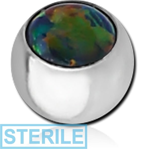 STERILE SURGICAL STEEL JEWELLED BALL WITH SYNTHETIC OPAL