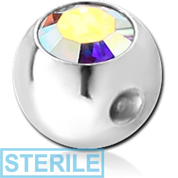 STERILE SURGICAL STEEL HIGH END CRYSTAL JEWELLED BALL FOR BALL CLOSURE RING