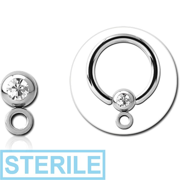 STERILE SURGICAL STEEL PREMIUM CRYSTAL JEWELLED BALL FOR BALL CLOSURE RING WITH HORIZONTAL HOOP