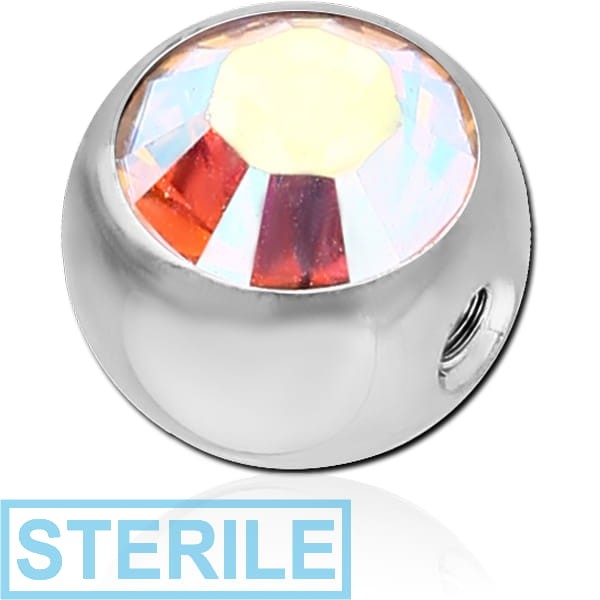 STERILE SURGICAL STEEL DOUBLE SIDE THREADED HIGH END CRYSTAL JEWELLED BALL
