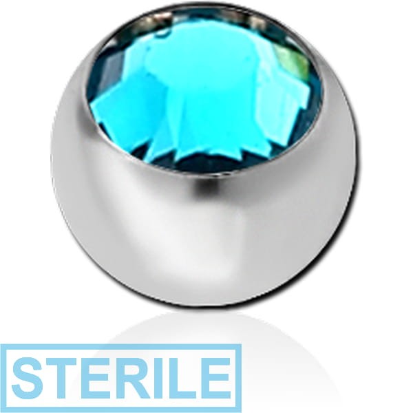 STERILE SURGICAL STEEL FLAT STONE HIGH END CRYSTAL JEWELLED BALL