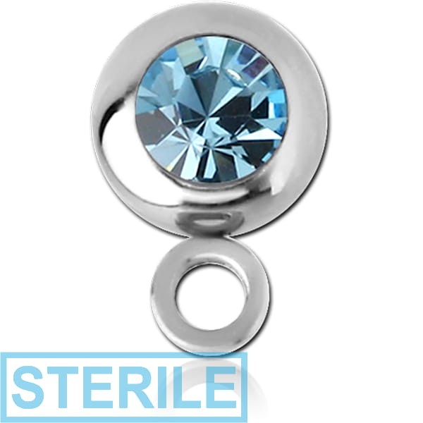 STERILE SURGICAL STEEL PREMIUM CRYSTAL JEWELLED BALL WITH HORIZONTAL HOOP