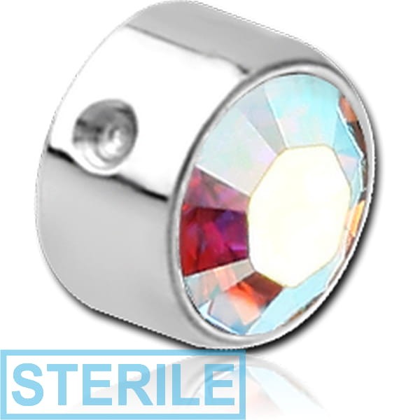 STERILE SURGICAL STEEL HIGH END CRYSTAL JEWELLED DISC FOR BALL CLOSURE RING