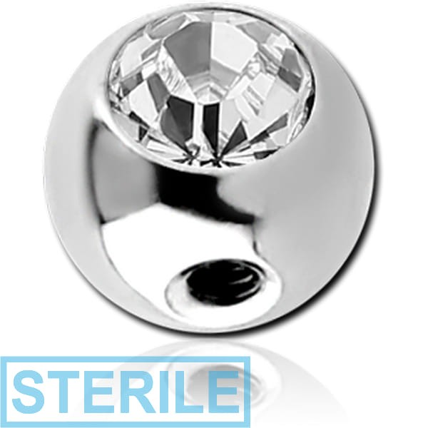 STERILE SURGICAL STEEL SIDE THREADED HIGH END CRYSTAL JEWELLED MICRO BALL