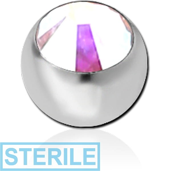 STERILE SURGICAL STEEL FLAT STONE HIGH END CRYSTAL JEWELLED MICRO BALL
