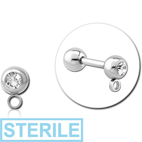 STERILE SURGICAL STEEL HIGH END CRYSTAL JEWELLED MICRO BALL WITH HORIZONTAL HOOP