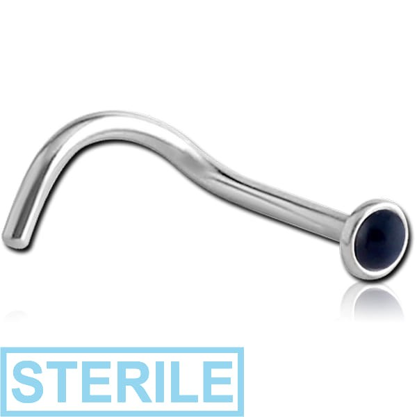 STERILE SURGICAL STEEL SEMI PRECIOUS CABOCHON CURVED NOSE STUD
