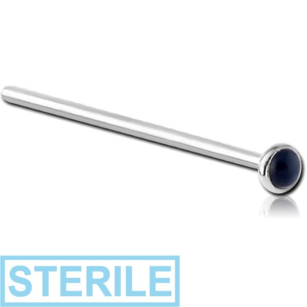 STERILE SURGICAL STEEL SEMI PRECIOUS CABOCHON STRAIGHT NOSE STUD
