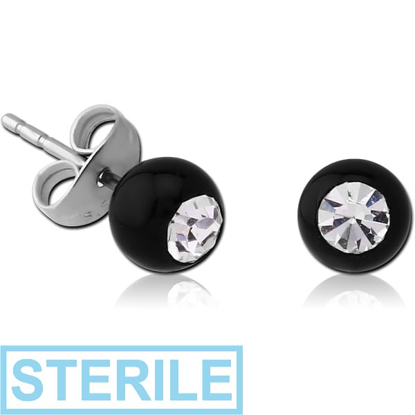 STERILE JEWELLED UV BALL EAR STUDS PAIR
