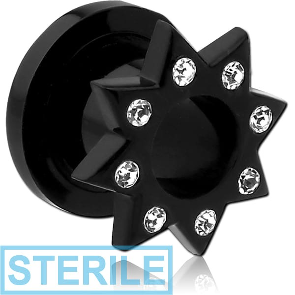 STERILE ACRYLIC JEWELLED SPIKE-FLARED THREADED TUNNEL