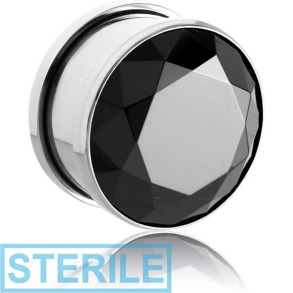 STERILE STAINLESS STEEL BEZEL SET JEWELLED THREADED PLUG