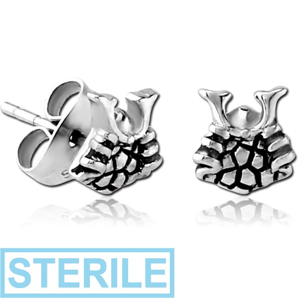 STERILE SURGICAL STEEL KOOL KATANA EAR STUDS PAIR - SAMURAI