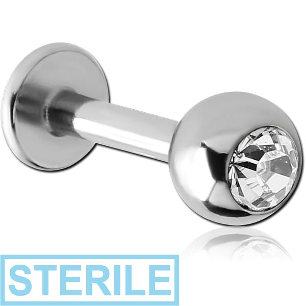 STERILE SURGICAL STEEL OPTIMA CRYSTAL JEWELLED LABRET