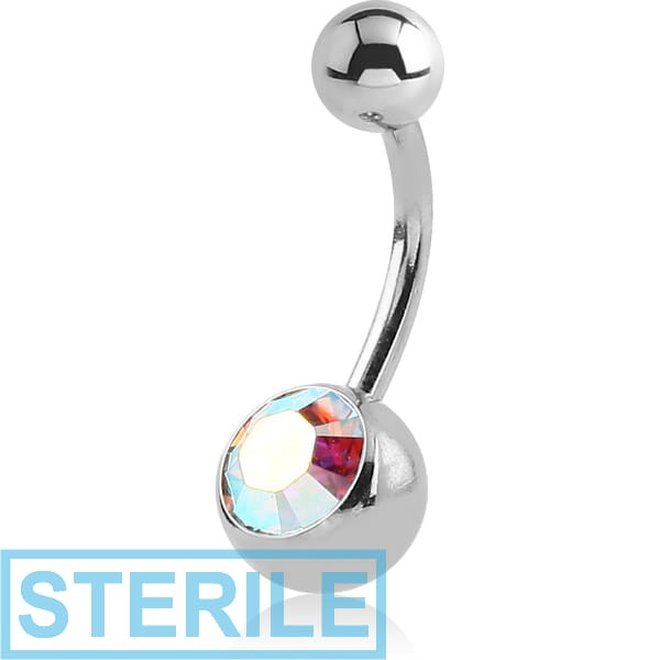 STERILE SURGICAL STEEL JEWELLED LARGE NAVEL BANANA