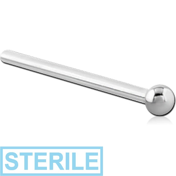 STERILE SURGICAL STEEL STRAIGHT BALL NOSE STUD 19MM