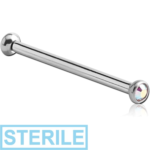 STERILE SURGICAL STEEL DOUBLE JEWELLED MICRO BARBELL