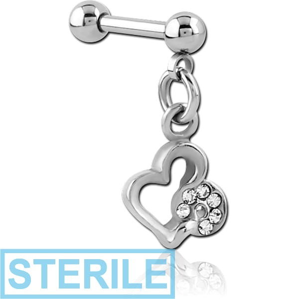 STERILE SURGICAL STEEL MICRO BARBELL WITH DANGLING CHARM