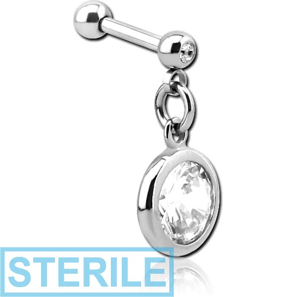 STERILE SURGICAL STEEL MICRO BARBELL WITH DANGLING CHARM