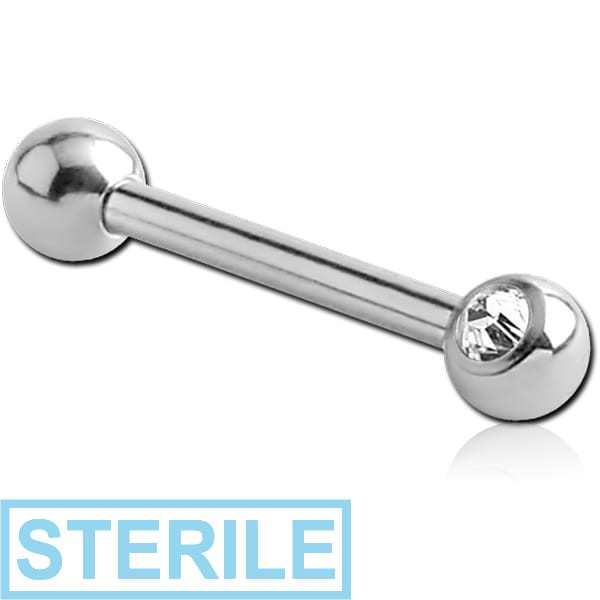 STERILE SURGICAL STEEL MICRO BARBELL WITH ONE SIDE THREADED JEWELLED BALL