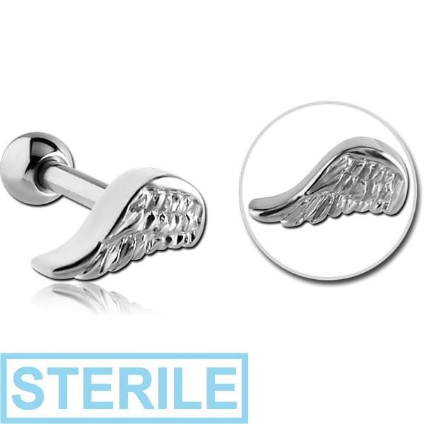 STERILE SURGICAL STEEL TRAGUS MICRO BARBELL - WING