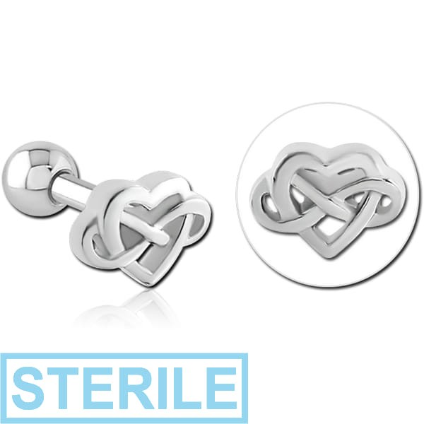 STERILE SURGICAL STEEL TRAGUS MICRO BARBELL - INFINITY HEART