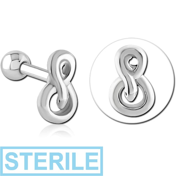 STERILE SURGICAL STEEL TRAGUS MICRO BARBELL - INFINITY SNAKE