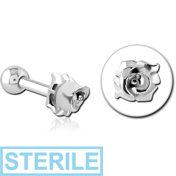 STERILE SURGICAL STEEL TRAGUS MICRO BARBELL - FLOWER