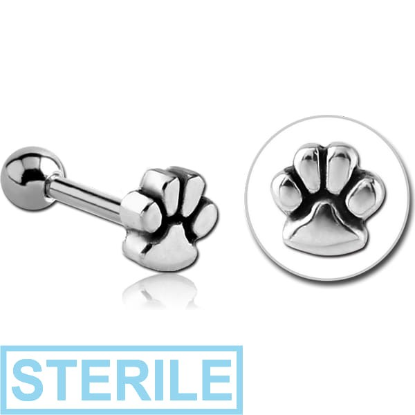 STERILE SURGICAL STEEL TRAGUS MICRO BARBELL - PAW