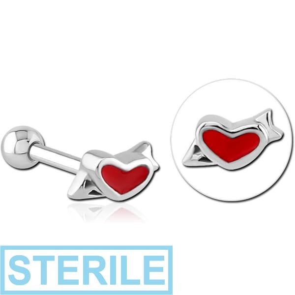 STERILE SURGICAL STEEL TRAGUS MICRO BARBELL - HEART
