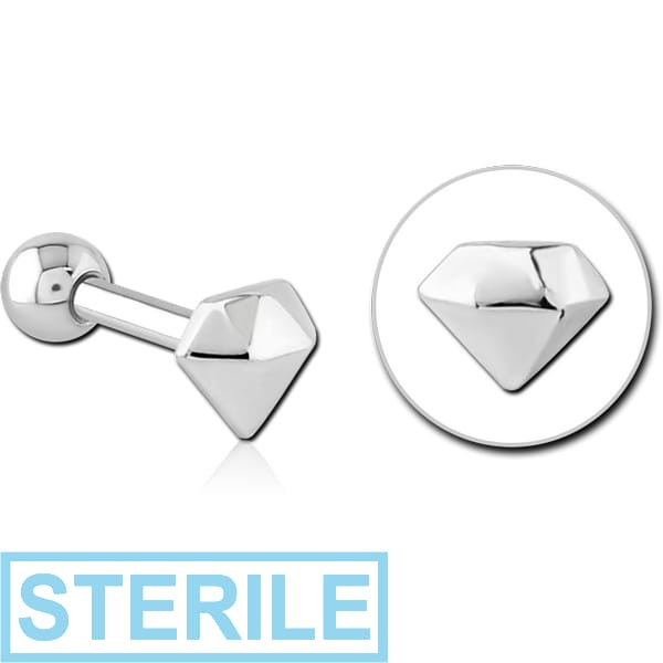 STERILE SURGICAL STEEL TRAGUS MICRO BARBELL - DIAMOND