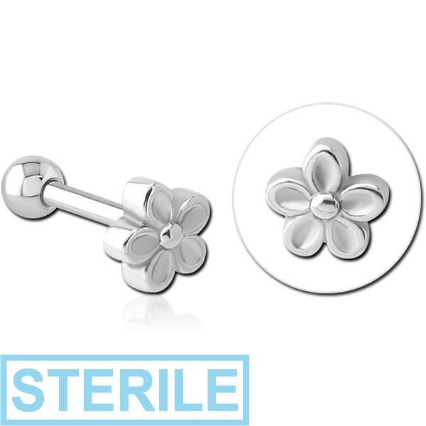 STERILE SURGICAL STEEL TRAGUS MICRO BARBELL - FLOWER