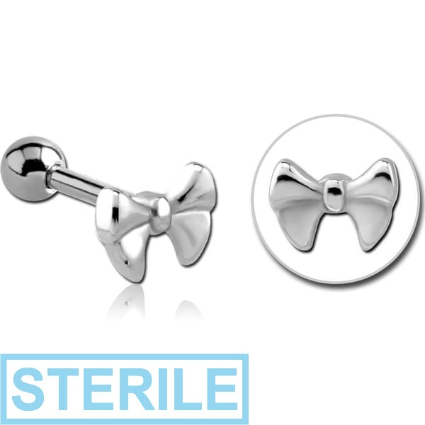 STERILE SURGICAL STEEL TRAGUS MICRO BARBELL - BOW