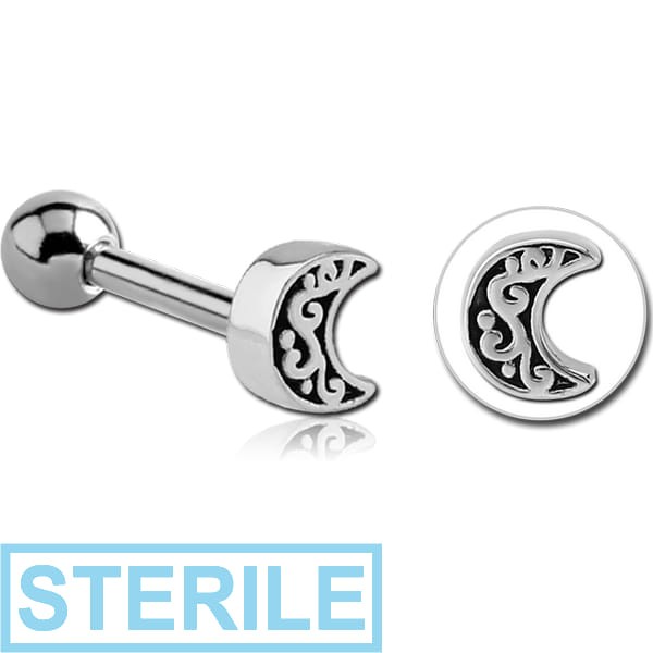 STERILE SURGICAL STEEL TRAGUS MICRO BARBELL - CRESCENT